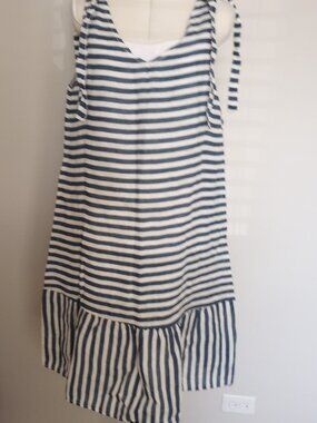 Francesca Bettini 100% Linen Blue striped Dress size L